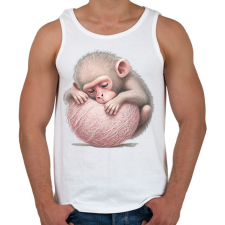 PRINTFASHION Bébi majom egy pink labdával - Férfi atléta - Fehér atléta, trikó