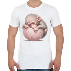PRINTFASHION Bébi majom egy pink labdával - Férfi póló - Fehér