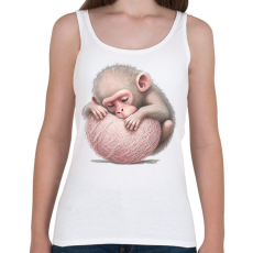 PRINTFASHION Bébi majom egy pink labdával - Női atléta - Fehér