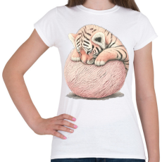 PRINTFASHION Bébi tigris egy pink labdával - Női póló - Fehér