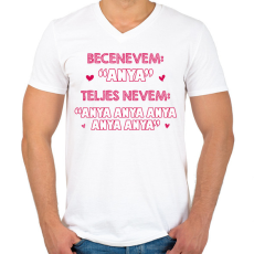 PRINTFASHION Becenevem: Anya - Férfi V-nyakú póló - Fehér