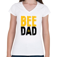PRINTFASHION Bee Dad - Női V-nyakú póló - Fehér női póló