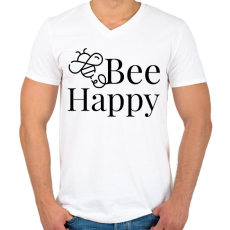 PRINTFASHION Bee Happy - Férfi V-nyakú póló - Fehér