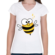 PRINTFASHION bee - Női V-nyakú póló - Fehér női póló