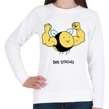 PRINTFASHION Bee strong - Női pulóver - Fehér női pulóver, kardigán