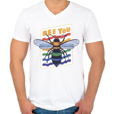 PRINTFASHION Bee you - légy önmagad - Férfi V-nyakú póló - Fehér