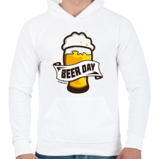 PRINTFASHION Beer day - everyday - Férfi kapucnis pulóver - Fehér férfi pulóver, kardigán