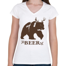 PRINTFASHION Beer Medve-szarvas - Női V-nyakú póló - Fehér női póló