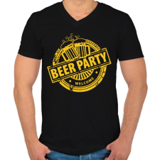 PRINTFASHION BEER PARTY - Férfi V-nyakú póló - Fekete férfi póló
