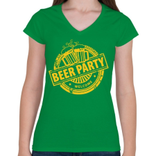PRINTFASHION BEER PARTY - Női V-nyakú póló - Zöld női póló