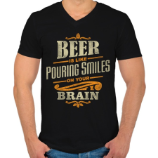 PRINTFASHION Beer Smiles - Férfi V-nyakú póló - Fekete férfi póló