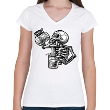 PRINTFASHION Beerdrinker - Női V-nyakú póló - Fehér női póló