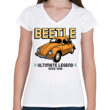 PRINTFASHION BEETLE LEGEND - Női V-nyakú póló - Fehér női póló