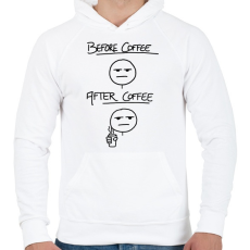 PRINTFASHION Before coffee after coffee - Férfi kapucnis pulóver - Fehér