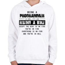PRINTFASHION Being a programmer (black) - Gyerek kapucnis pulóver - Fehér gyerek pulóver, kardigán