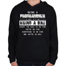 PRINTFASHION Being a programmer (white) - Gyerek kapucnis pulóver - Fekete