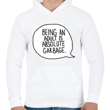 PRINTFASHION Being an adult - Férfi kapucnis pulóver - Fehér férfi pulóver, kardigán