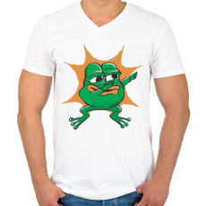 PRINTFASHION Béka dab - Férfi V-nyakú póló - Fehér