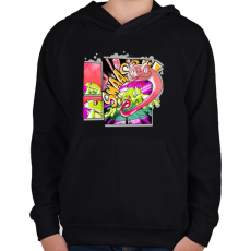 PRINTFASHION béka és kígyó - Gyerek kapucnis pulóver - Fekete
