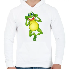 PRINTFASHION Béka - Férfi kapucnis pulóver - Fehér