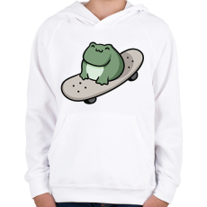 PRINTFASHION Béka gördeszkán - Gyerek kapucnis pulóver - Fehér