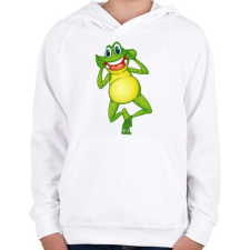 PRINTFASHION Béka - Gyerek kapucnis pulóver - Fehér gyerek pulóver, kardigán