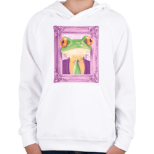 PRINTFASHION Béka kép - Gyerek kapucnis pulóver - Fehér gyerek pulóver, kardigán
