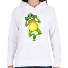 PRINTFASHION Béka - Női kapucnis pulóver - Fehér női pulóver, kardigán