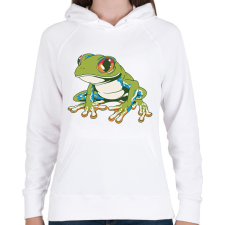 PRINTFASHION Béka - Női kapucnis pulóver - Fehér női pulóver, kardigán