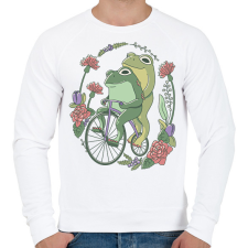 PRINTFASHION Béka pár biciklin - Férfi pulóver - Fehér férfi pulóver, kardigán