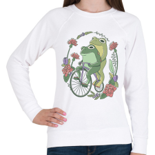 PRINTFASHION Béka pár biciklin - Női pulóver - Fehér női póló