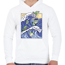 PRINTFASHION Békák a vízben - Férfi kapucnis pulóver - Fehér férfi pulóver, kardigán