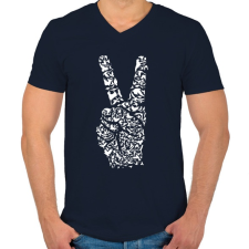 PRINTFASHION Béke - Férfi V-nyakú póló - Sötétkék férfi póló