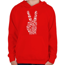 PRINTFASHION Béke - Gyerek kapucnis pulóver - Piros gyerek pulóver, kardigán