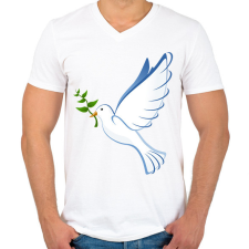 PRINTFASHION Békegalamb - Férfi V-nyakú póló - Fehér férfi póló