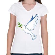 PRINTFASHION Békegalamb - Női V-nyakú póló - Fehér női póló