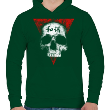 PRINTFASHION Békés koponya - Férfi kapucnis pulóver - Sötétzöld férfi pulóver, kardigán