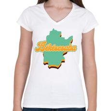 PRINTFASHION Békéscsaba - Női V-nyakú póló - Fehér