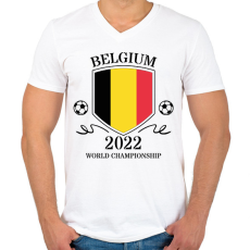 PRINTFASHION Belgium 2022 - Férfi V-nyakú póló - Fehér