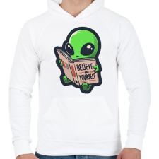 PRINTFASHION Belive in yourself - ufo - Férfi kapucnis pulóver - Fehér férfi pulóver, kardigán