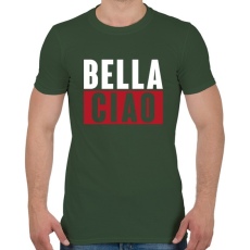 PRINTFASHION BELLA CIAO - fehér-piros - Férfi póló - Katonazöld