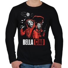 PRINTFASHION Bella Ciao - Nagy Pénzrablás - Money Heist - Casa de Papel - Férfi hosszú ujjú póló - Fekete