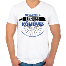 PRINTFASHION Béna pólót kaptam - Kőműves - Férfi V-nyakú póló - Fehér férfi póló