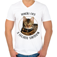 PRINTFASHION Bengáli cica - Legjobb barát - Férfi V-nyakú póló - Fehér férfi póló