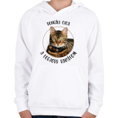 PRINTFASHION Bengáli cica - Legjobb barát - Gyerek kapucnis pulóver - Fehér