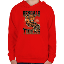 PRINTFASHION Bengáli tigris - Gyerek kapucnis pulóver - Piros gyerek pulóver, kardigán