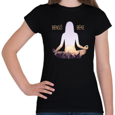PRINTFASHION Benső béke - Meditáló nő - Női póló - Fekete női póló
