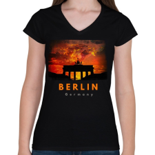 PRINTFASHION berlin - Női V-nyakú póló - Fekete női póló