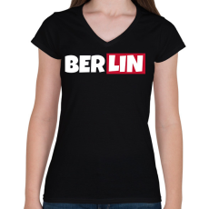 PRINTFASHION BERLIN - Női V-nyakú póló - Fekete