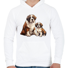 PRINTFASHION Bernáthegyi kutyák - Férfi kapucnis pulóver - Fehér férfi pulóver, kardigán